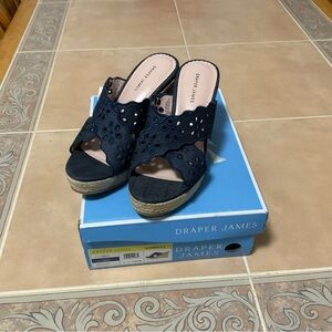 Draper James Blue Espadrille Shoes with Woven Design